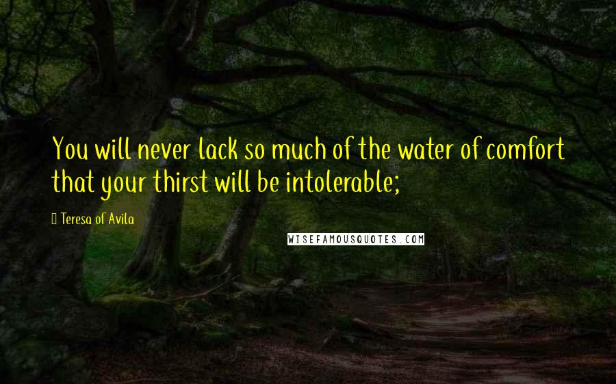 Teresa Of Avila Quotes: You will never lack so much of the water of comfort that your thirst will be intolerable;