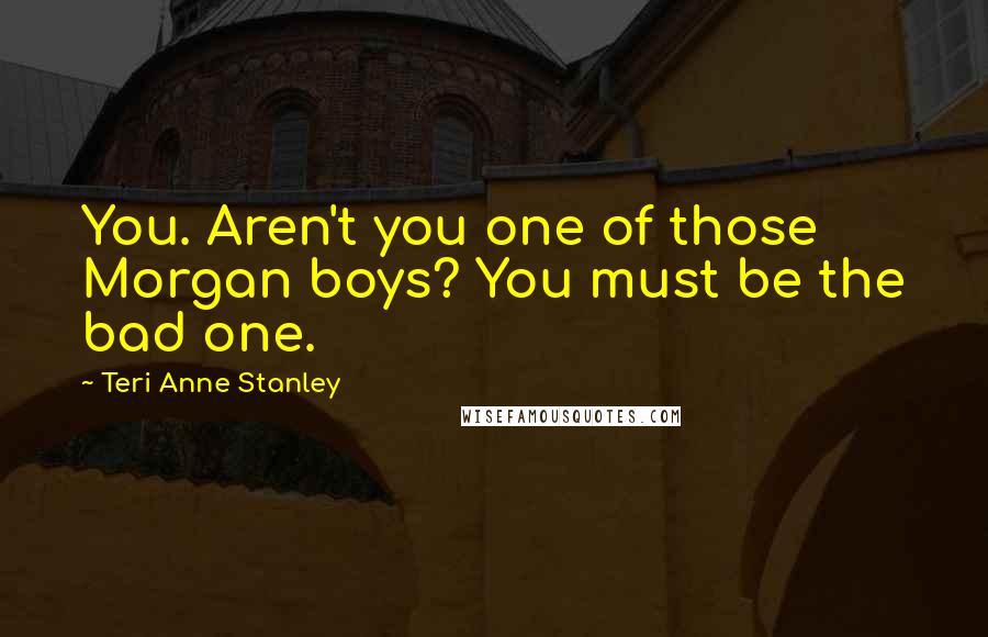 Teri Anne Stanley Quotes: You. Aren't you one of those Morgan boys? You must be the bad one.