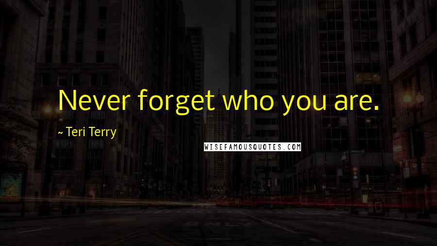 Teri Terry Quotes: Never forget who you are.