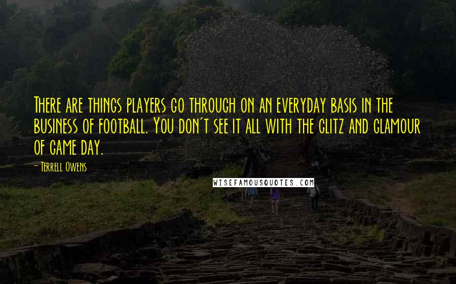 Terrell Owens Quotes: There are things players go through on an everyday basis in the business of football. You don't see it all with the glitz and glamour of game day.