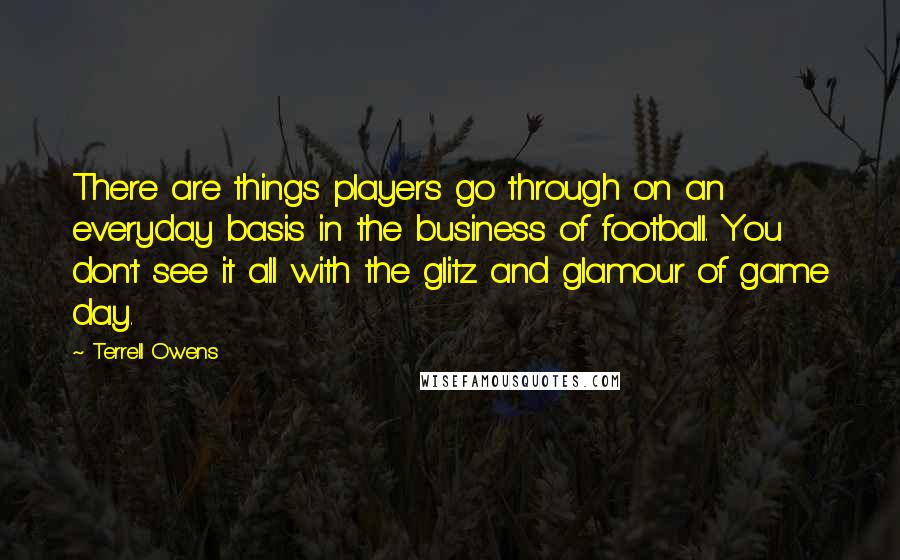 Terrell Owens Quotes: There are things players go through on an everyday basis in the business of football. You don't see it all with the glitz and glamour of game day.