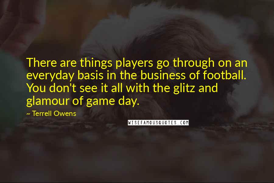 Terrell Owens Quotes: There are things players go through on an everyday basis in the business of football. You don't see it all with the glitz and glamour of game day.