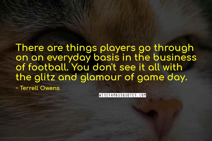 Terrell Owens Quotes: There are things players go through on an everyday basis in the business of football. You don't see it all with the glitz and glamour of game day.