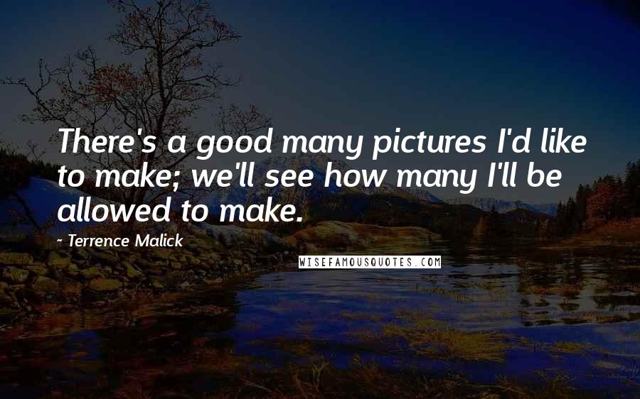 Terrence Malick Quotes: There's a good many pictures I'd like to make; we'll see how many I'll be allowed to make.