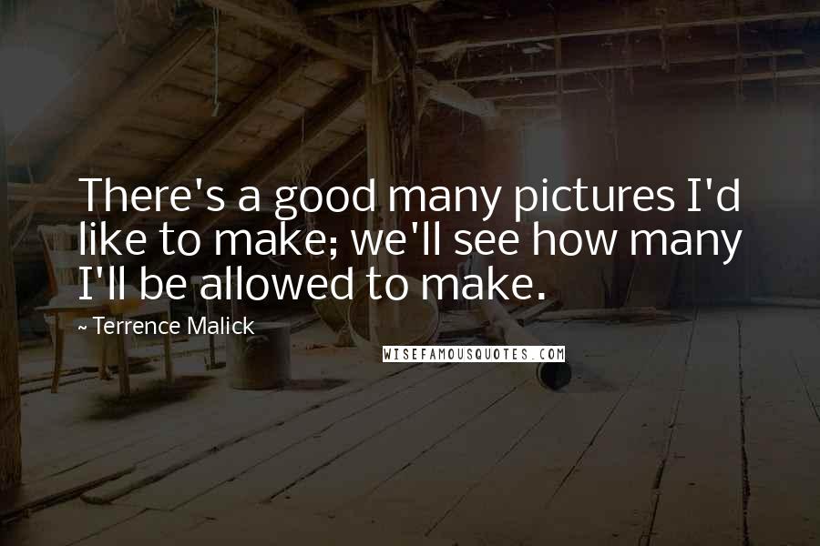 Terrence Malick Quotes: There's a good many pictures I'd like to make; we'll see how many I'll be allowed to make.