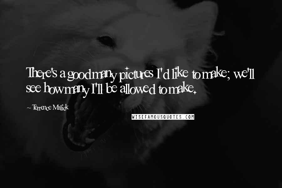Terrence Malick Quotes: There's a good many pictures I'd like to make; we'll see how many I'll be allowed to make.