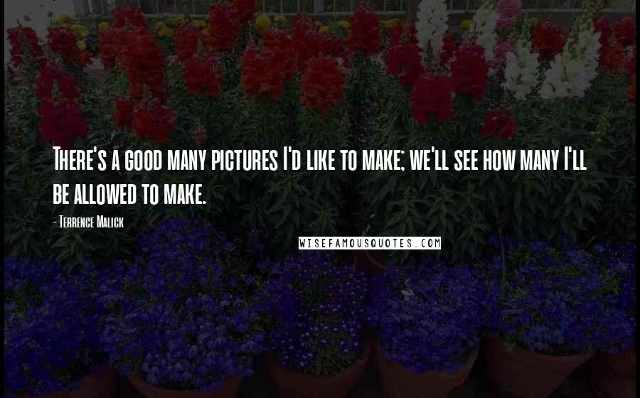 Terrence Malick Quotes: There's a good many pictures I'd like to make; we'll see how many I'll be allowed to make.