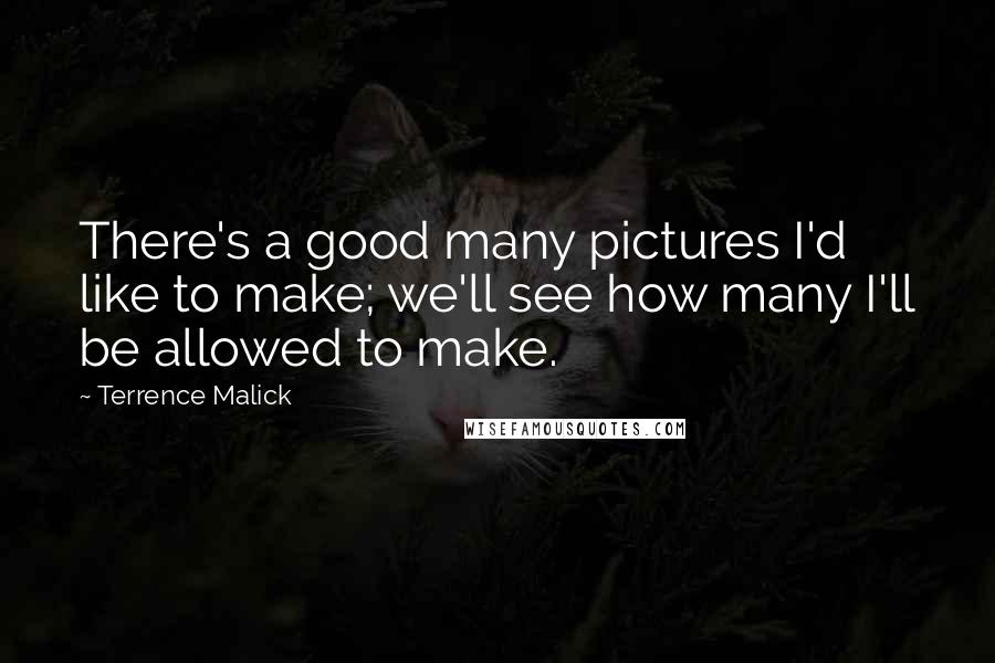 Terrence Malick Quotes: There's a good many pictures I'd like to make; we'll see how many I'll be allowed to make.