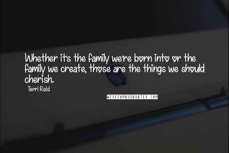 Terri Reid Quotes: Whether it's the family we're born into or the family we create, those are the things we should cherish.