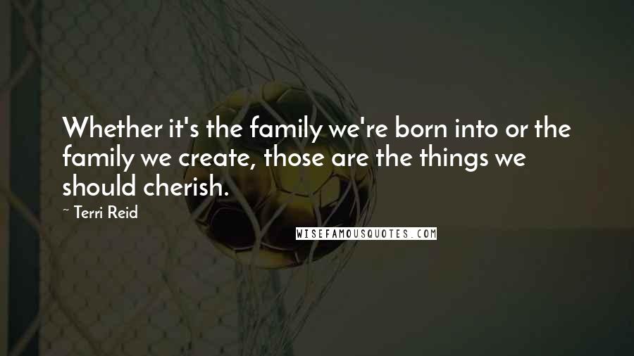 Terri Reid Quotes: Whether it's the family we're born into or the family we create, those are the things we should cherish.