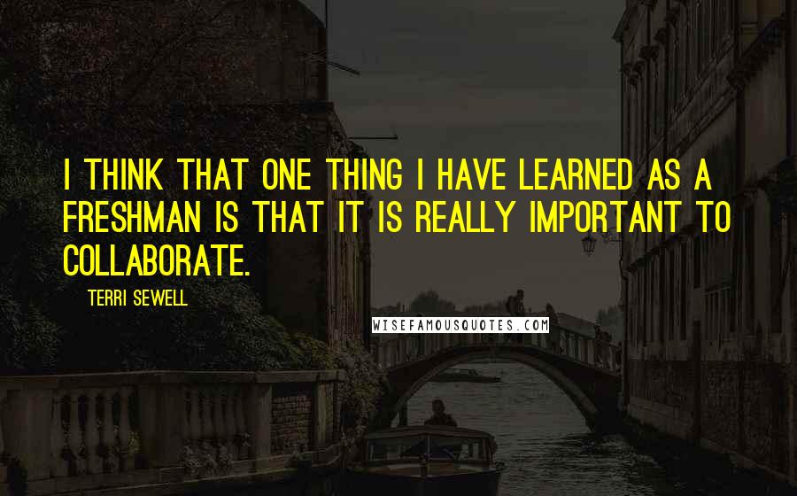 Terri Sewell Quotes: I think that one thing I have learned as a freshman is that it is really important to collaborate.