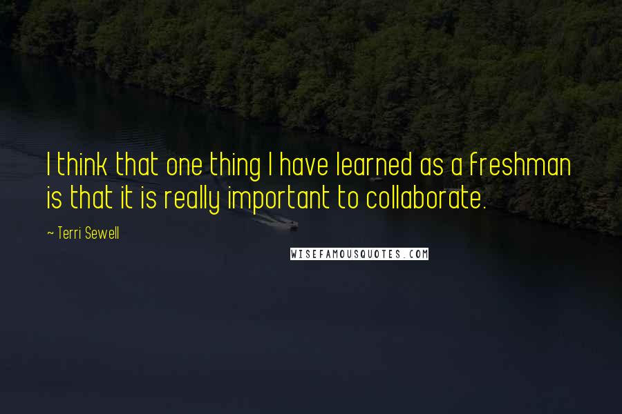 Terri Sewell Quotes: I think that one thing I have learned as a freshman is that it is really important to collaborate.