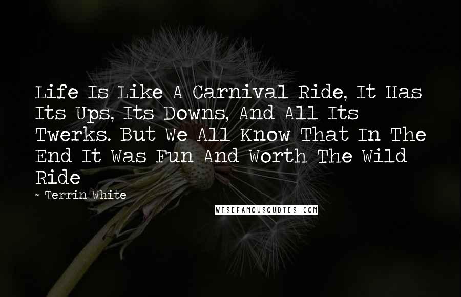 Terrin White Quotes: Life Is Like A Carnival Ride, It Has Its Ups, Its Downs, And All Its Twerks. But We All Know That In The End It Was Fun And Worth The Wild Ride