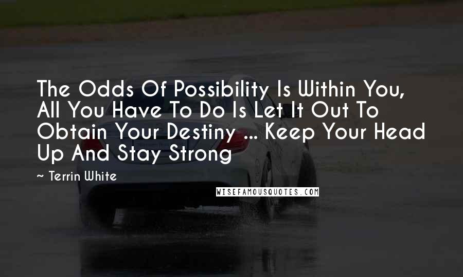 Terrin White Quotes: The Odds Of Possibility Is Within You, All You Have To Do Is Let It Out To Obtain Your Destiny ... Keep Your Head Up And Stay Strong