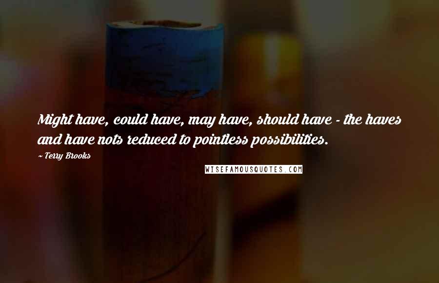 Terry Brooks Quotes: Might have, could have, may have, should have - the haves and have nots reduced to pointless possibilities.