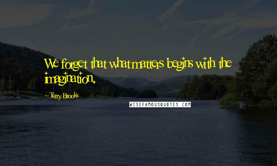 Terry Brooks Quotes: We forget that what matters begins with the imagination.