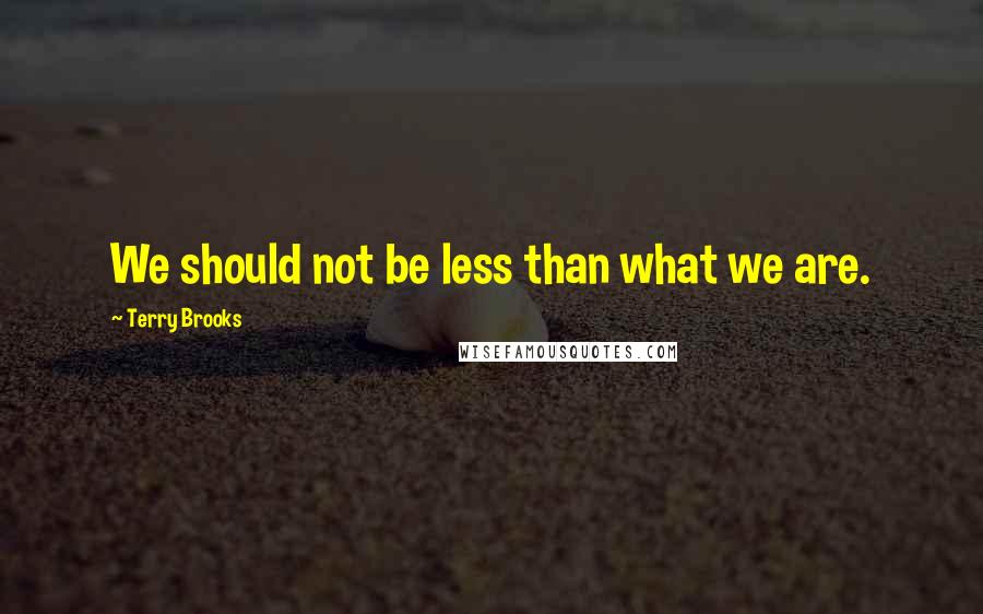 Terry Brooks Quotes: We should not be less than what we are.