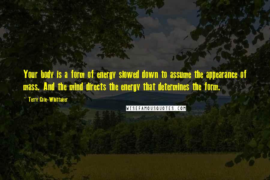 Terry Cole-Whittaker Quotes: Your body is a form of energy slowed down to assume the appearance of mass. And the mind directs the energy that determines the form.