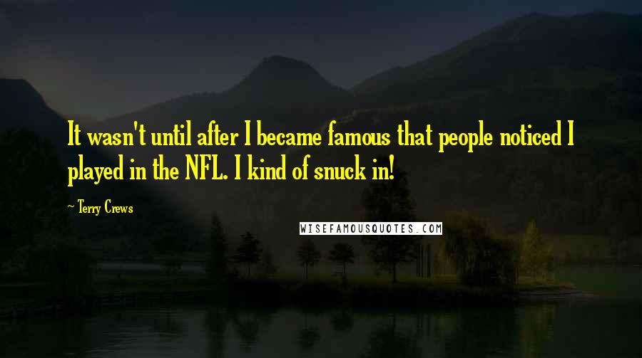 Terry Crews Quotes: It wasn't until after I became famous that people noticed I played in the NFL. I kind of snuck in!