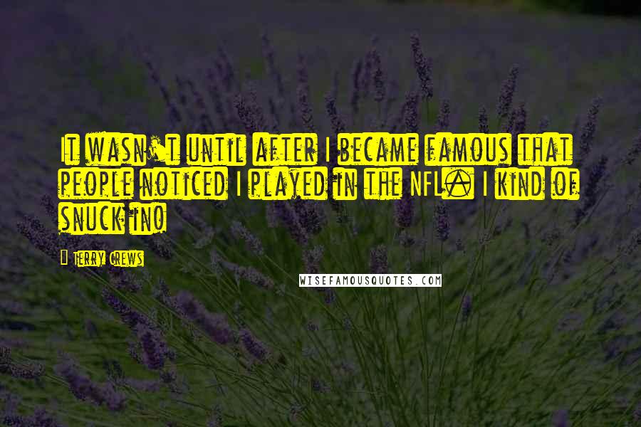 Terry Crews Quotes: It wasn't until after I became famous that people noticed I played in the NFL. I kind of snuck in!