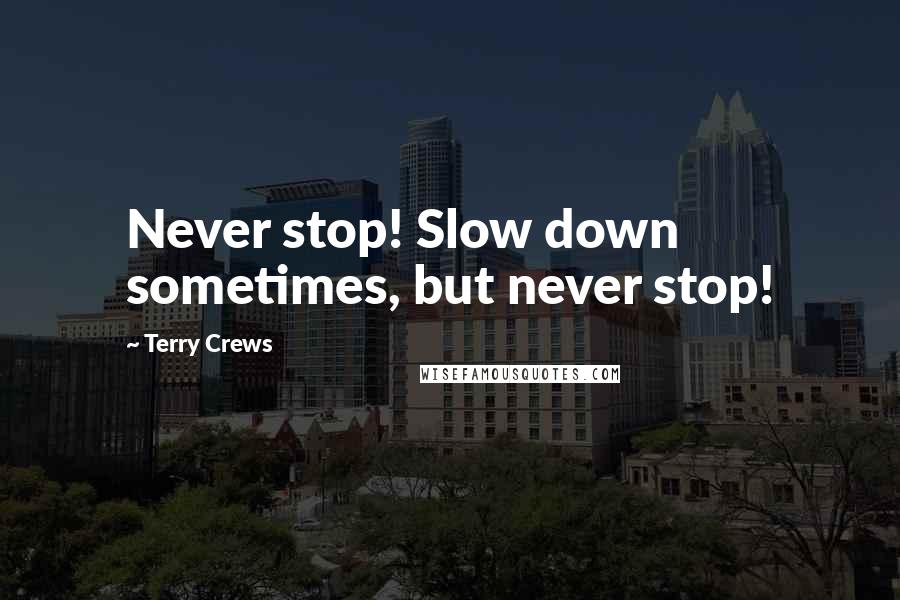 Terry Crews Quotes: Never stop! Slow down sometimes, but never stop!