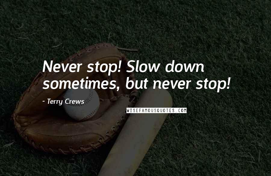 Terry Crews Quotes: Never stop! Slow down sometimes, but never stop!