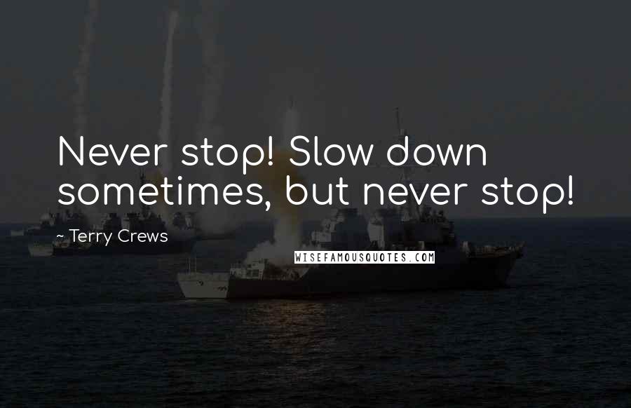 Terry Crews Quotes: Never stop! Slow down sometimes, but never stop!