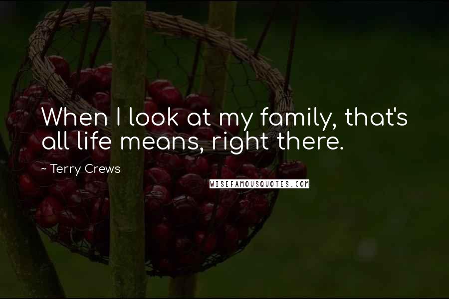 Terry Crews Quotes: When I look at my family, that's all life means, right there.