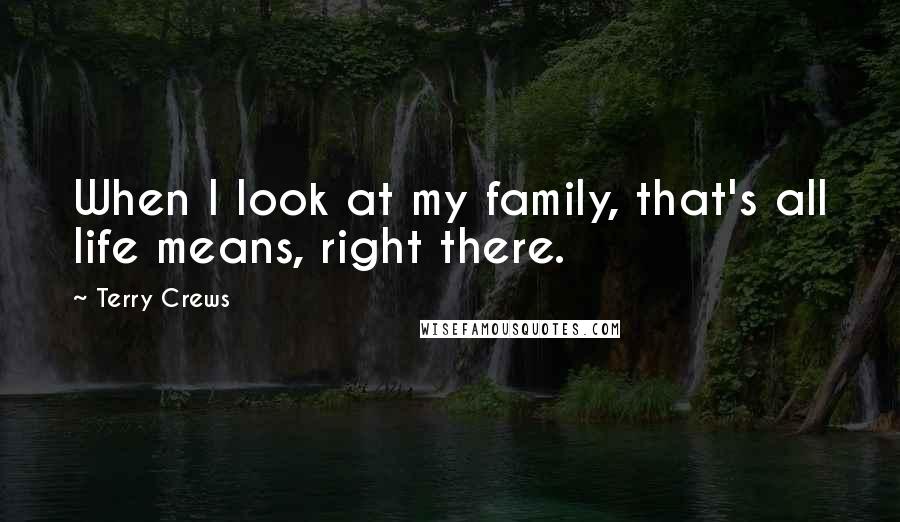 Terry Crews Quotes: When I look at my family, that's all life means, right there.