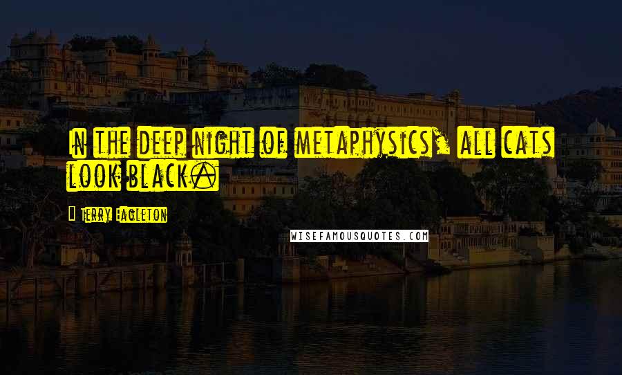 Terry Eagleton Quotes: In the deep night of metaphysics, all cats look black.