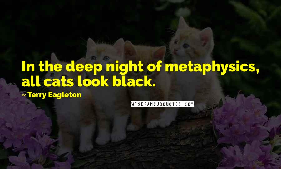 Terry Eagleton Quotes: In the deep night of metaphysics, all cats look black.