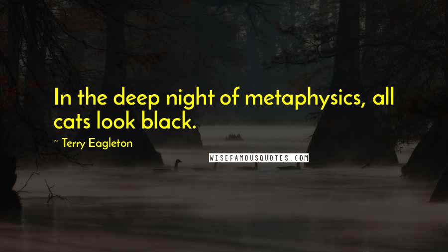 Terry Eagleton Quotes: In the deep night of metaphysics, all cats look black.