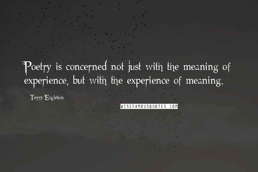 Terry Eagleton Quotes: Poetry is concerned not just with the meaning of experience, but with the experience of meaning.