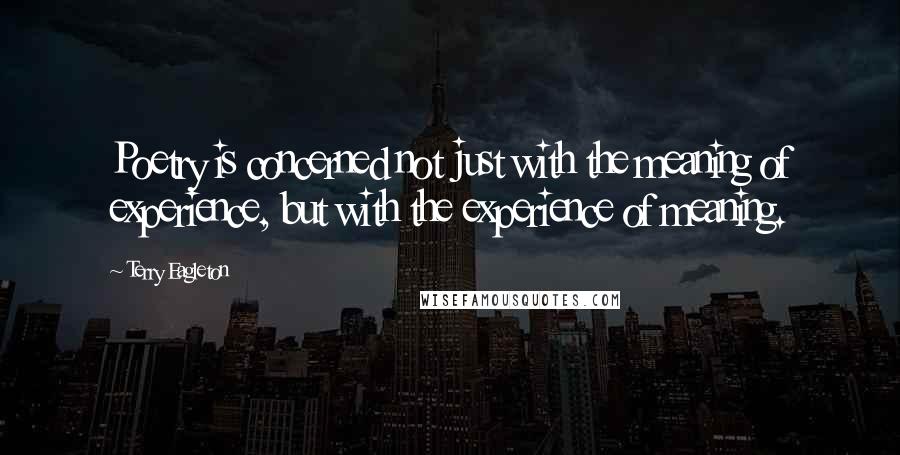 Terry Eagleton Quotes: Poetry is concerned not just with the meaning of experience, but with the experience of meaning.