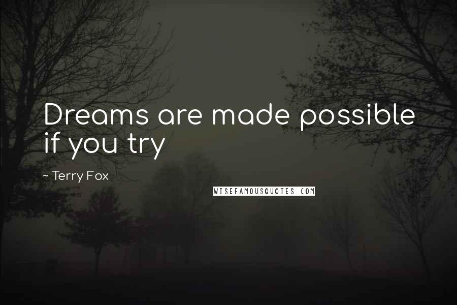 Terry Fox Quotes: Dreams are made possible if you try