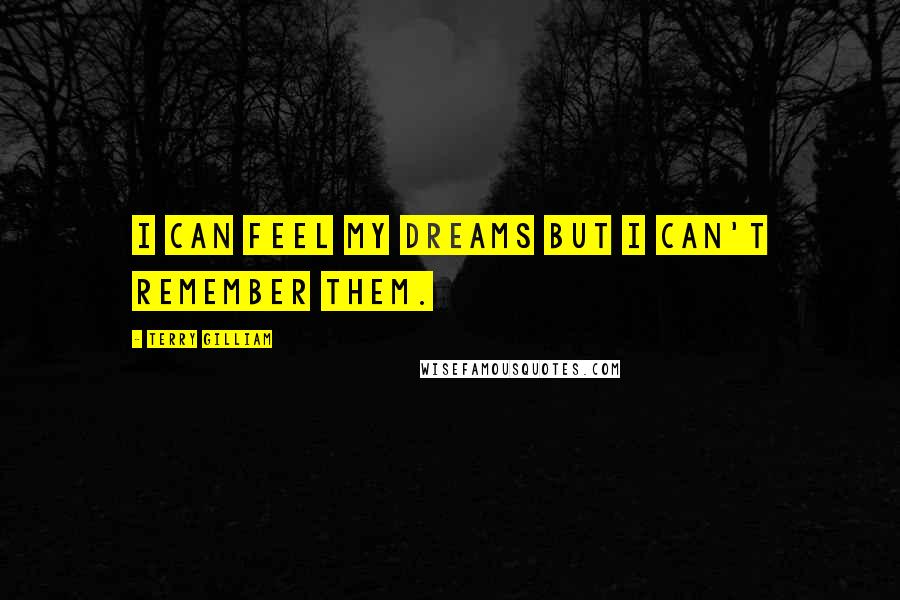 Terry Gilliam Quotes: I can feel my dreams but I can't remember them.