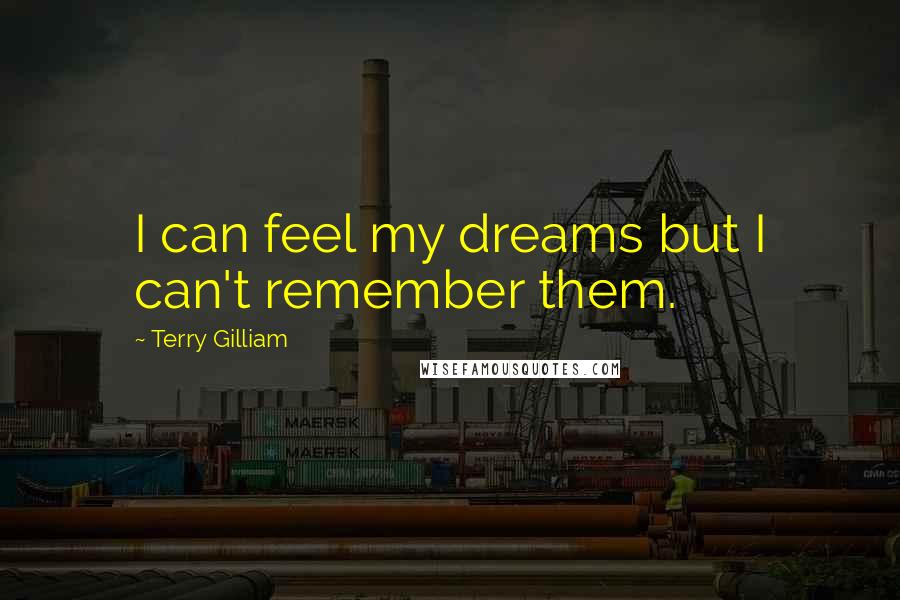 Terry Gilliam Quotes: I can feel my dreams but I can't remember them.