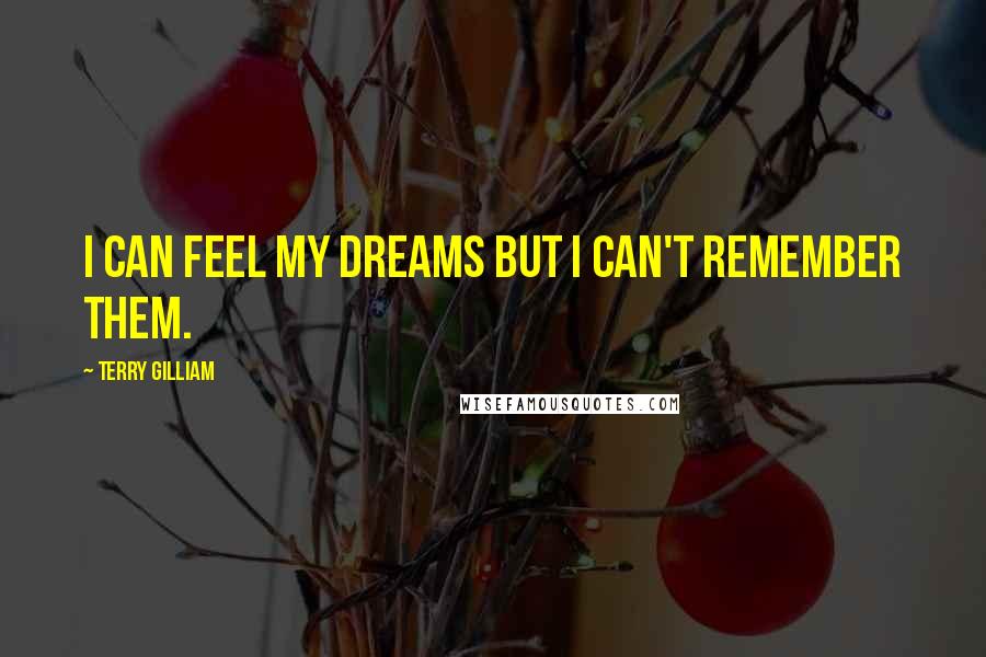 Terry Gilliam Quotes: I can feel my dreams but I can't remember them.