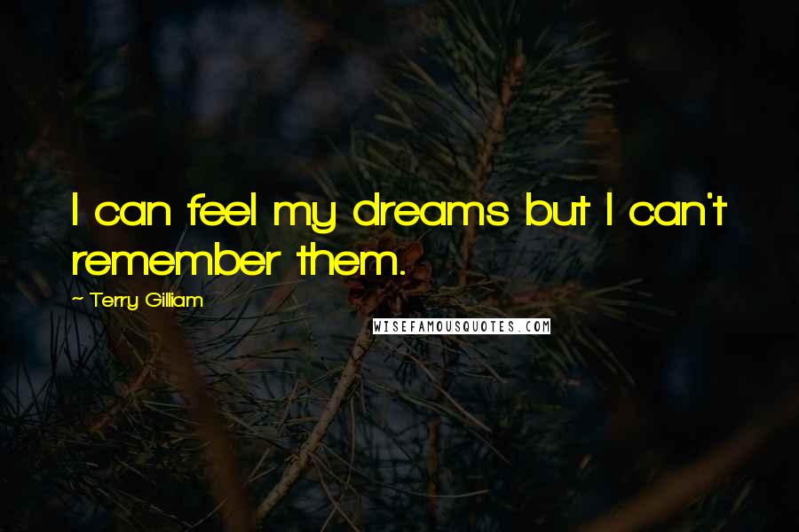 Terry Gilliam Quotes: I can feel my dreams but I can't remember them.