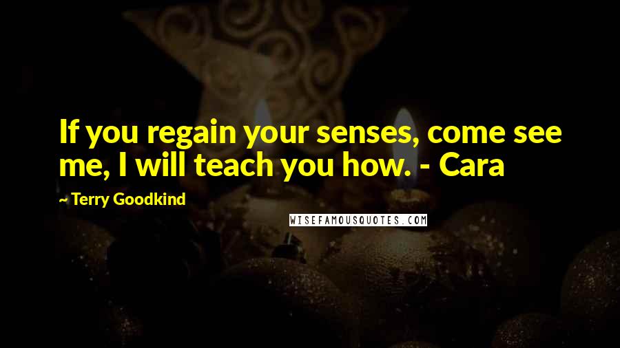 Terry Goodkind Quotes: If you regain your senses, come see me, I will teach you how. - Cara