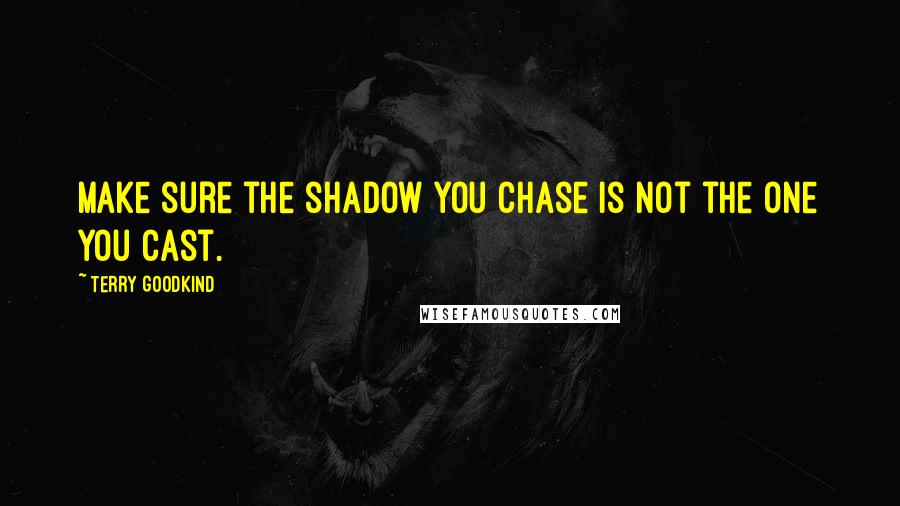 Terry Goodkind Quotes: Make sure the shadow you chase is not the one you cast.