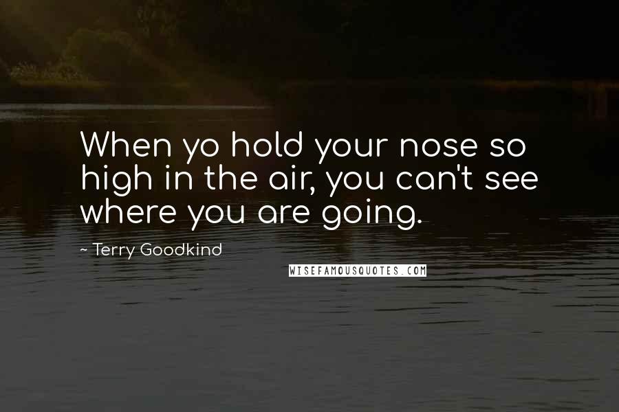 Terry Goodkind Quotes: When yo hold your nose so high in the air, you can't see where you are going.
