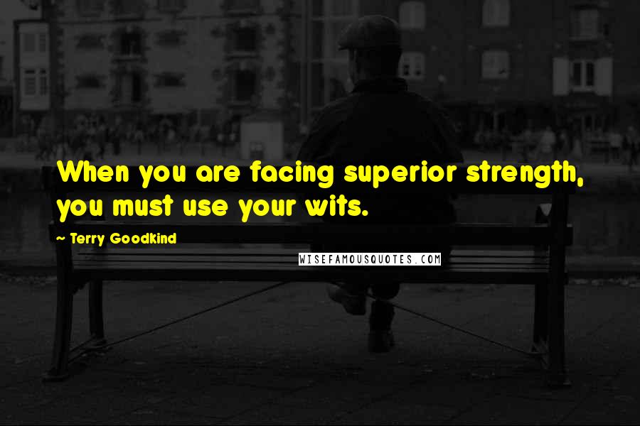Terry Goodkind Quotes: When you are facing superior strength, you must use your wits.