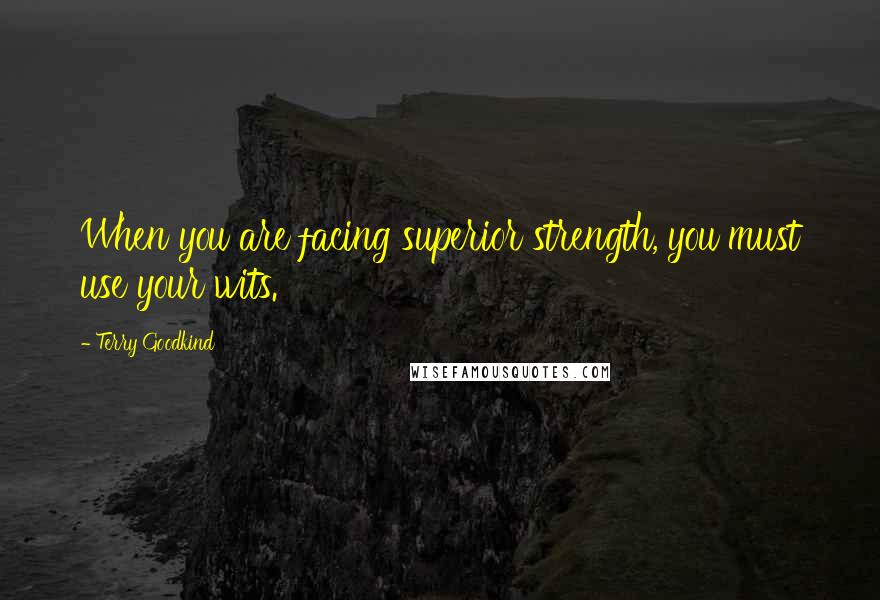 Terry Goodkind Quotes: When you are facing superior strength, you must use your wits.