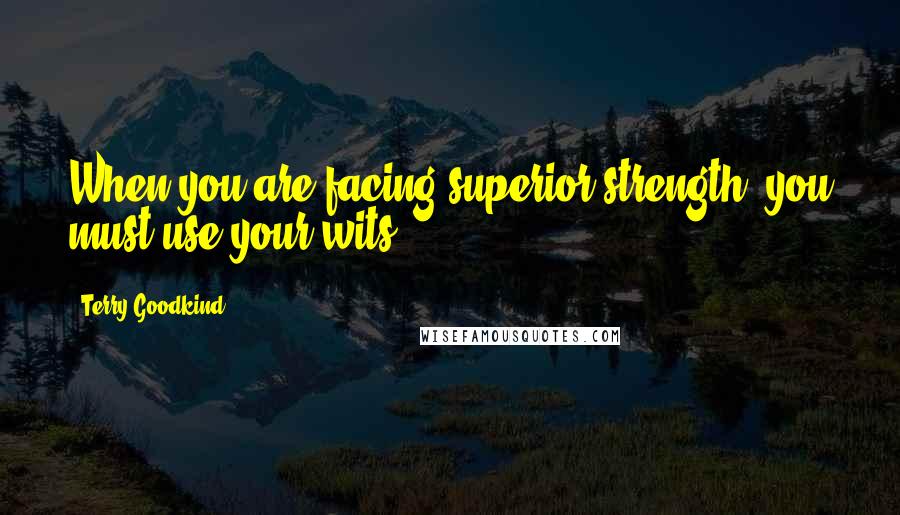 Terry Goodkind Quotes: When you are facing superior strength, you must use your wits.