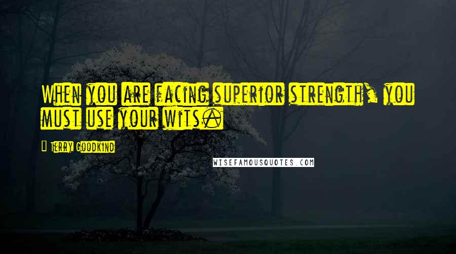 Terry Goodkind Quotes: When you are facing superior strength, you must use your wits.