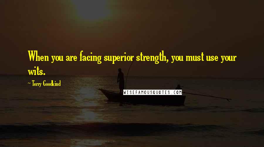 Terry Goodkind Quotes: When you are facing superior strength, you must use your wits.