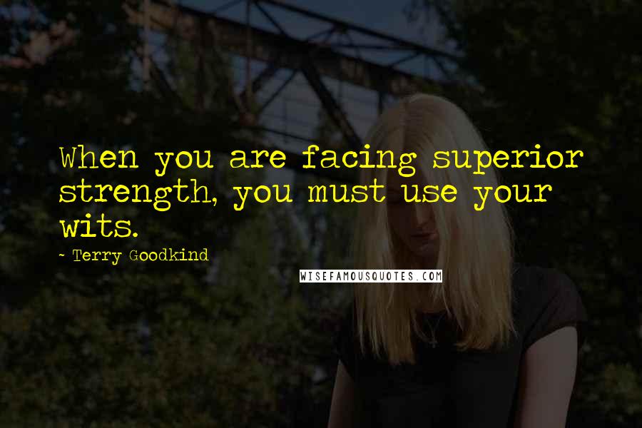Terry Goodkind Quotes: When you are facing superior strength, you must use your wits.