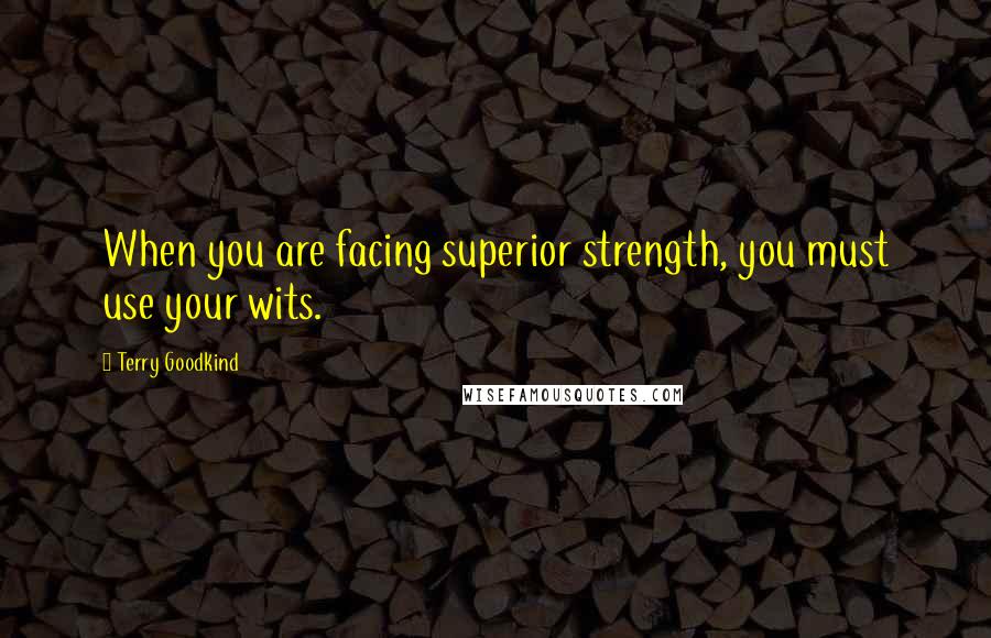 Terry Goodkind Quotes: When you are facing superior strength, you must use your wits.