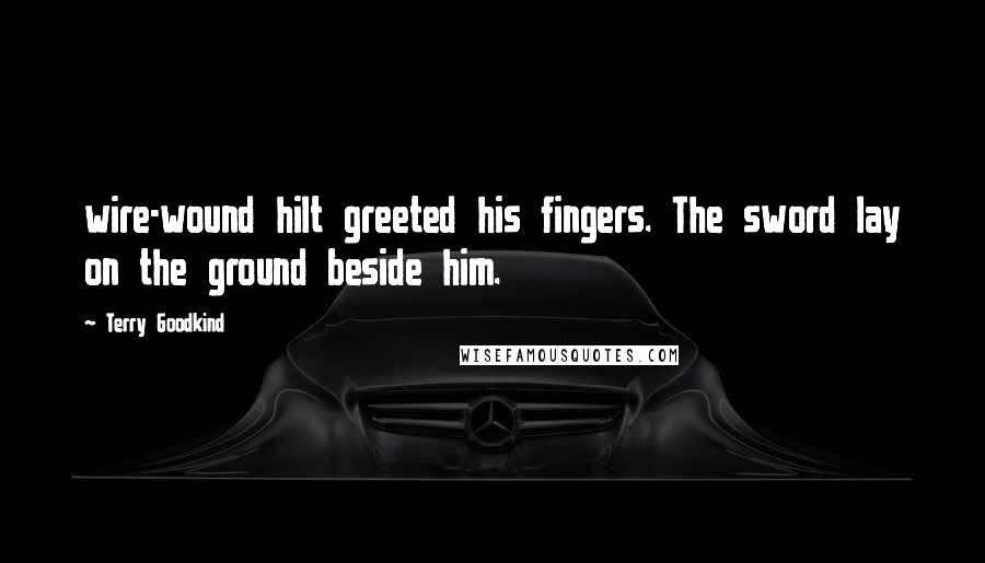 Terry Goodkind Quotes: wire-wound hilt greeted his fingers. The sword lay on the ground beside him.